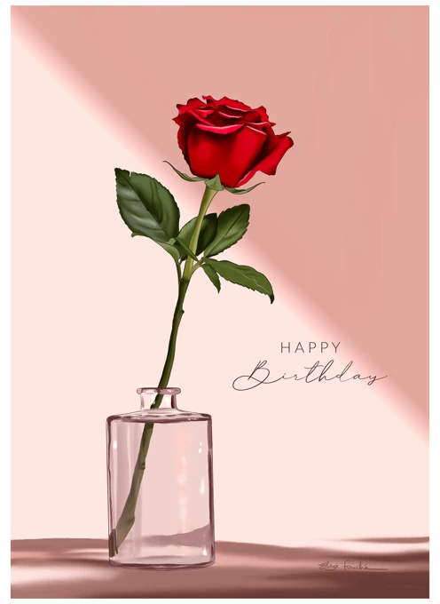 Happy Birthday Single Rose