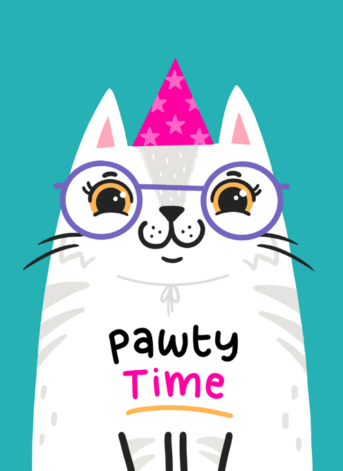 Pawty time - White cat