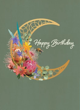 Moon Flowers Birthday Card