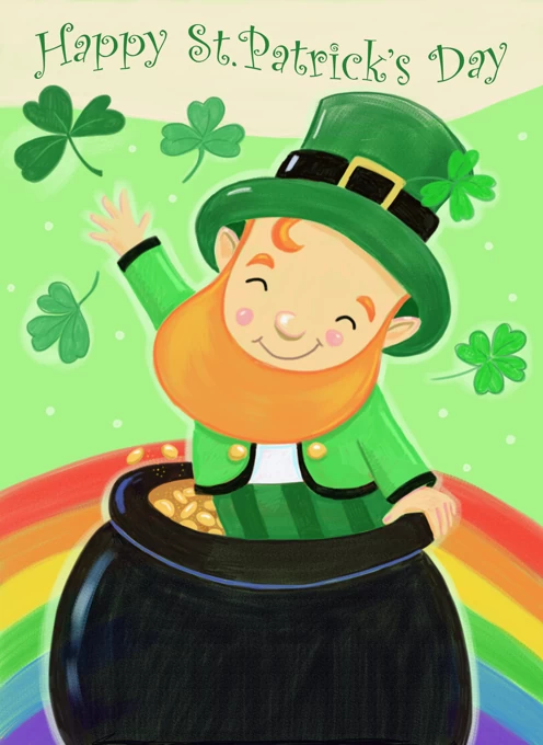 Happy St.Patrick's Day Rainbow Leprechaun by Dale Simpson Design