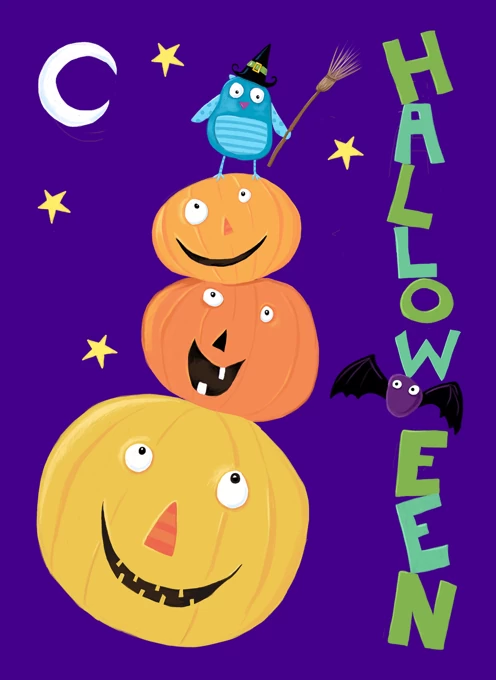 Happy Halloween Pumpkins & Owl
