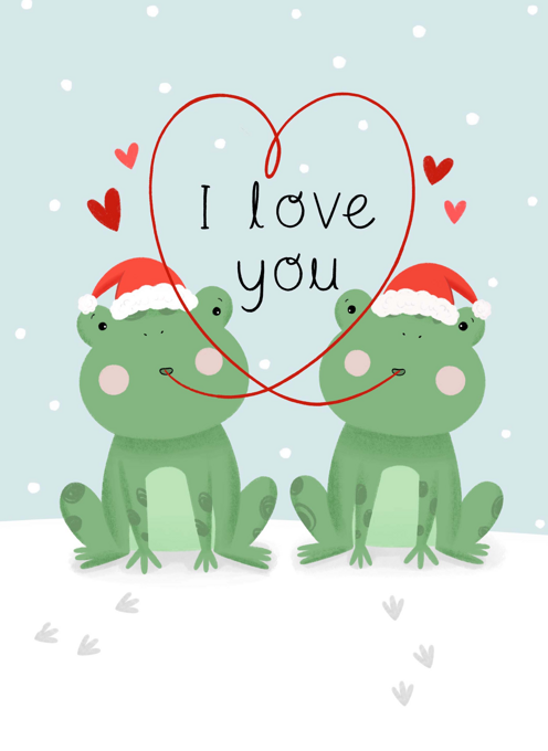 Love You Christmas Frogs