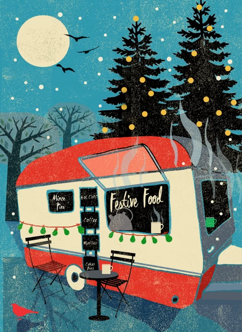Winter Carvan Festive Food Christmas Card