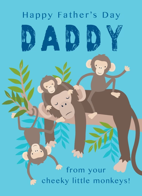 Daddy Three Cheeky Monkeys