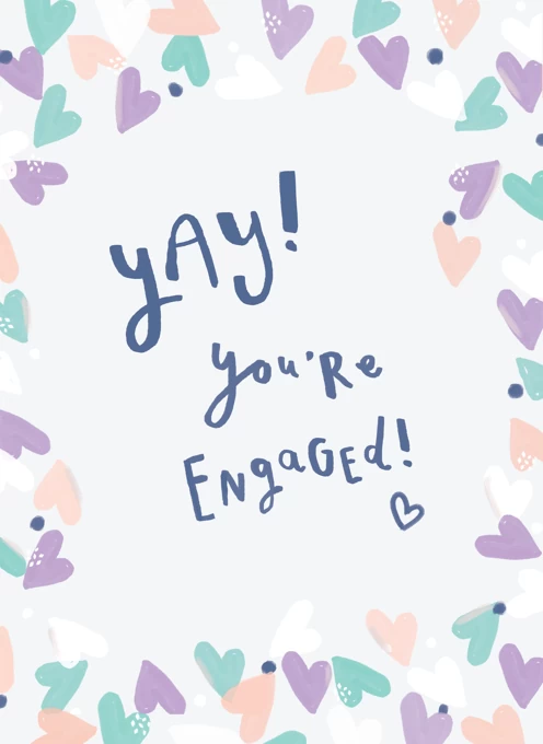 Sweet Confetti Hearts Engagement Card - Yay! You're Engaged!