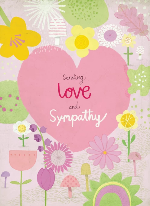 Sending Love And Sympathy - Heart Floral Card