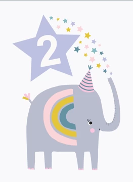 Elephant Purple 2nd Birthday
