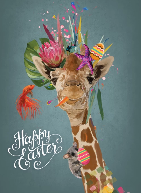 Funky Giraffe - Happy Easter Card
