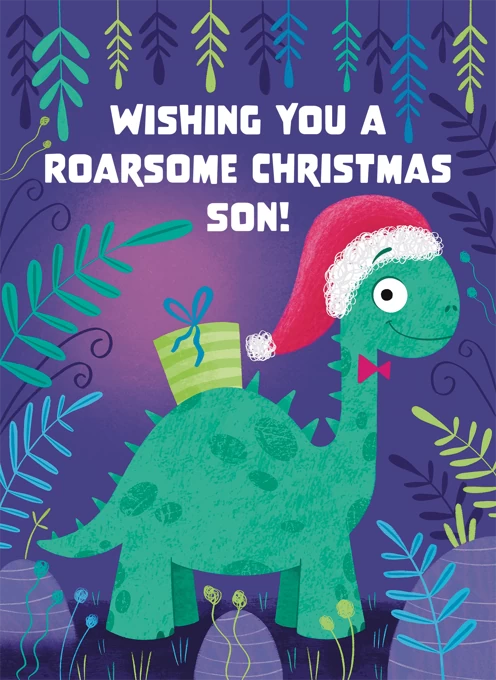 Son Dinosaur Christmas Card