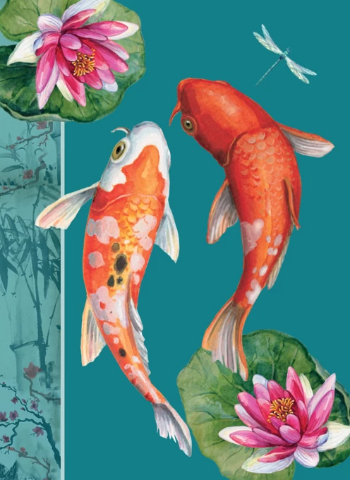 Koi Fish & Lilies Any Occasion Card