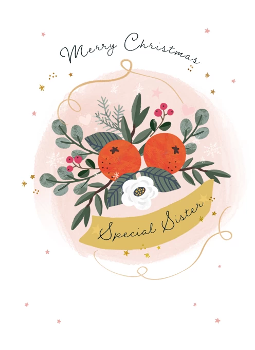 Special Sister Festive Foiled Christmas Card