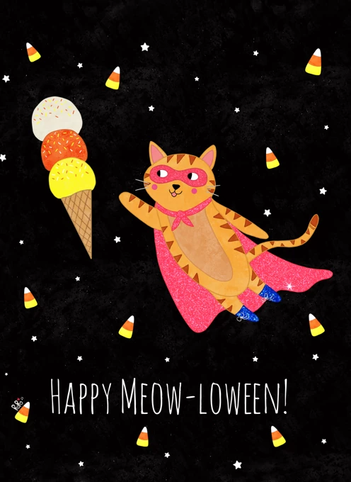 Happy Meow-loween Candy Corn Card