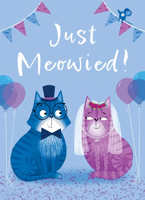 Just Meowied Cute Cat Wedding Card