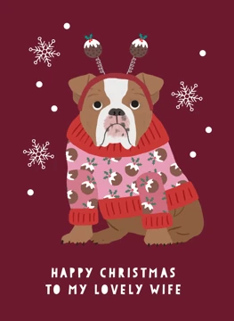 Grumpy Bulldog Wife Christmas Card