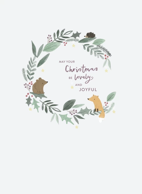 Christmas Card Wreath and Animals
