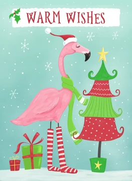 Christmas Warm Wishes Flamingo