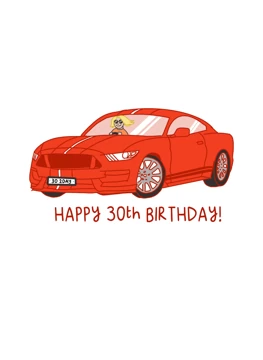 Happy 30th Birthday Sports Car Card