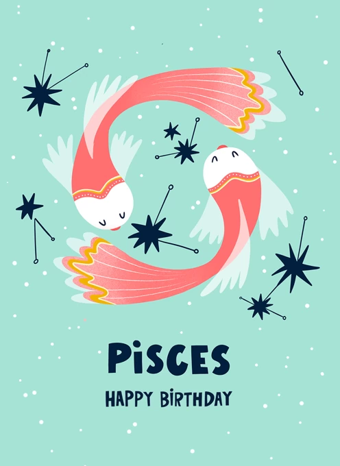 Pisces Birthday Card