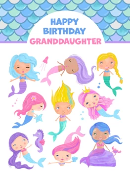 Granddaughter Birthday Cute Mermaids