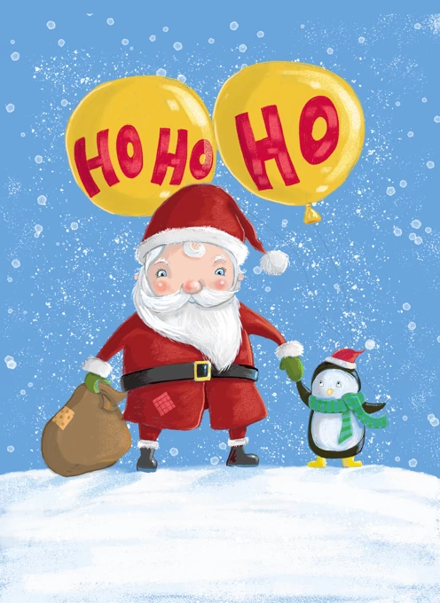 Christmas Santa & Penguin Ho Ho Ho