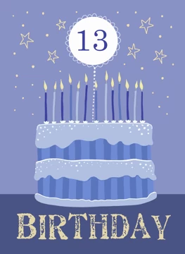 13th Birthday Simple Cake Blue