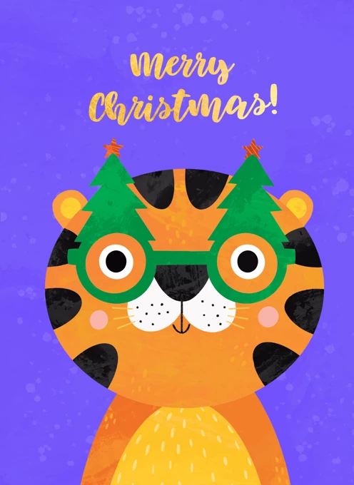 Merry Christmas Funny Tiger