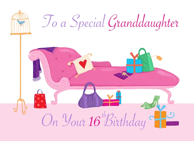 Granddaughter 16th Birthday Pink Chaise