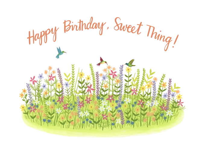 Hummingbird and Flowers Birthday