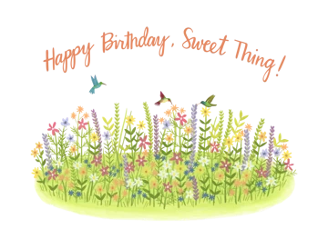 Hummingbird and Flowers Birthday