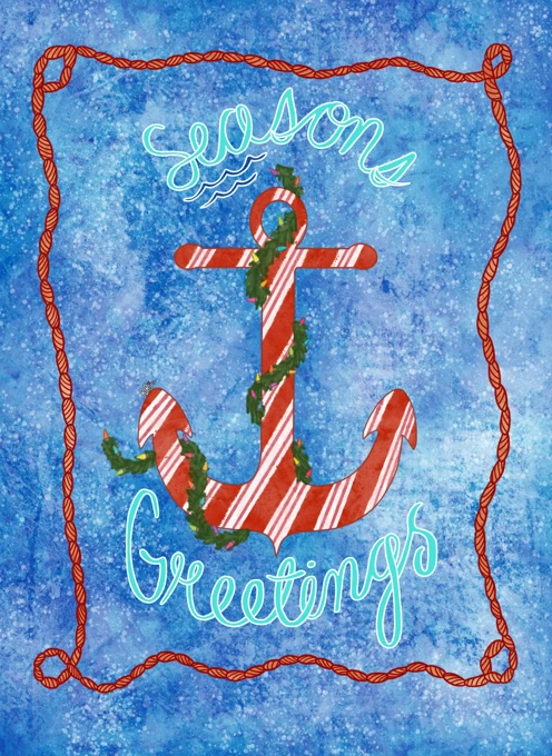 Seasons Greetings Anchor Holiday Card