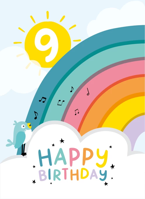 Rainbow 9th Birthday Card