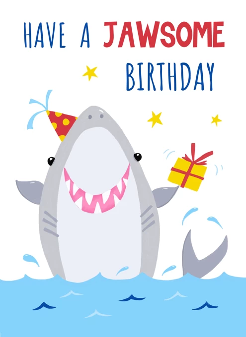 Kids Birthday Awesome Shark by Dale Simpson Design | Cardly