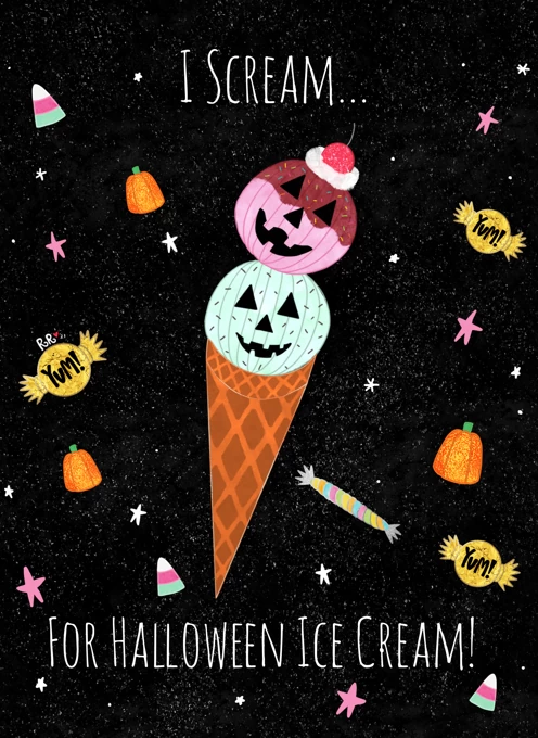 I-Scream For Halloween Ice-Cream Greeting