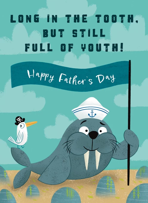 Long in the Tooth Walrus Father's Day Card