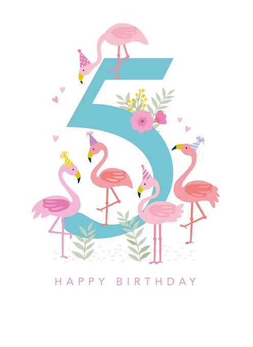 Age 5 Birthday Flamingo