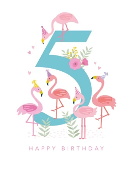 Age 5 Birthday Flamingo
