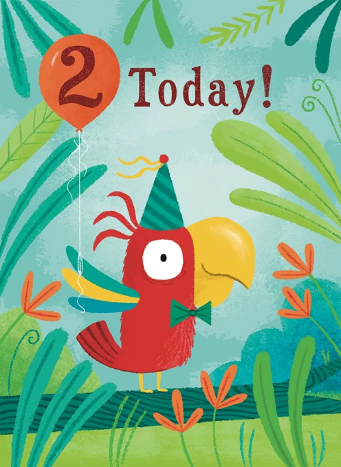 2 Today Parrot Birthday Card