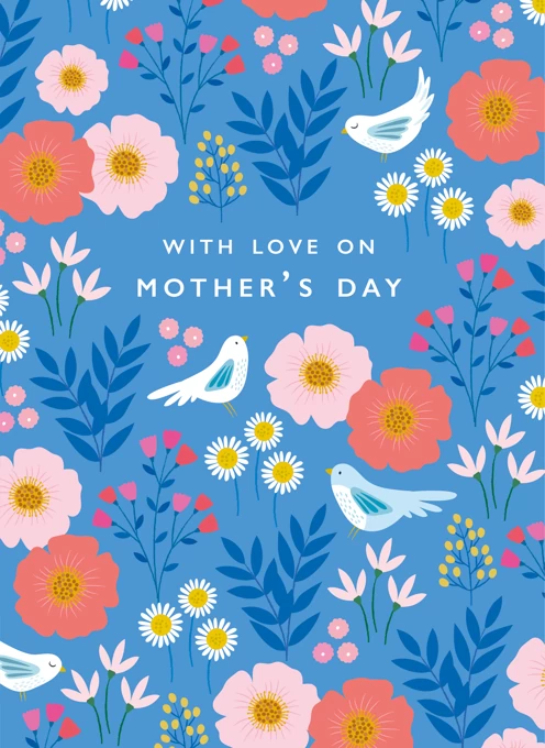 Pretty Blue Floral Mother's Day Card