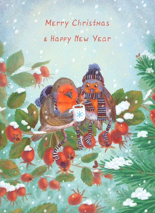 Robins Merry Christmas and Happy New Year