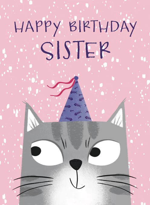 Cute Cat Happy Birthday Sister