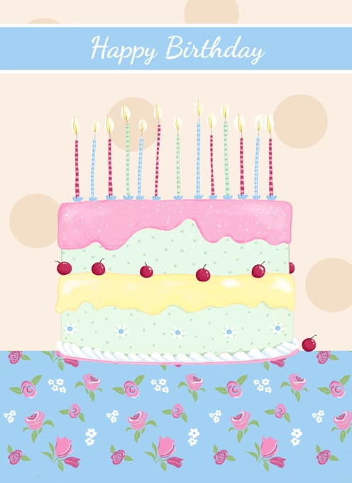 Happy Birthday Pastel Floral Cake