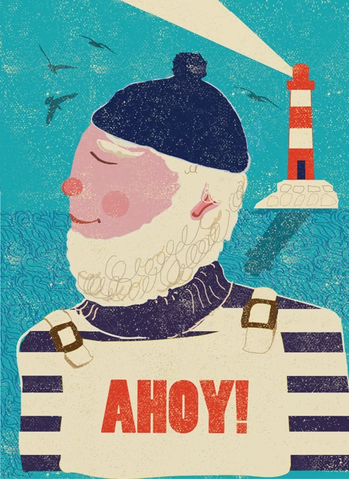 Ahoy Fisherman Seaside Card