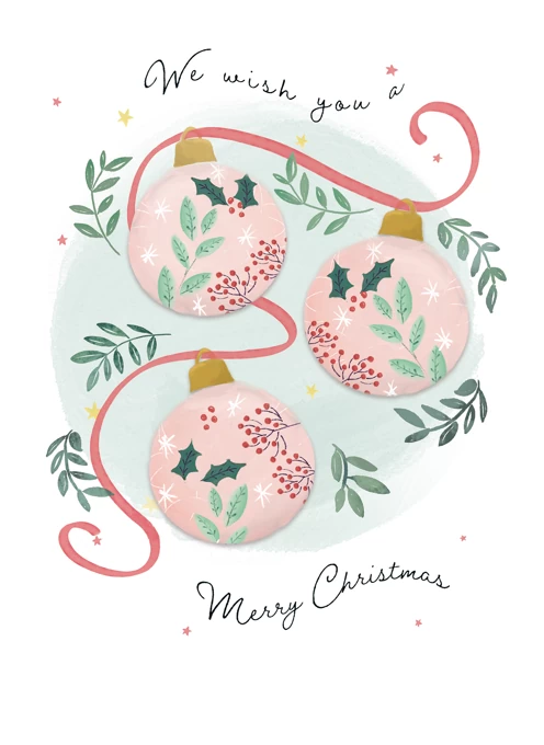 Christmas Baubles Merry Christmas Card