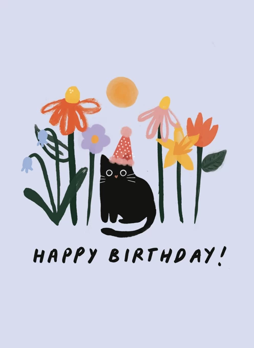 Floral Cat Birthday Card