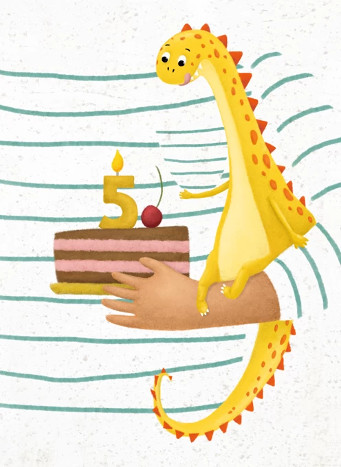 Dinosaur Birthday Card - Age 5