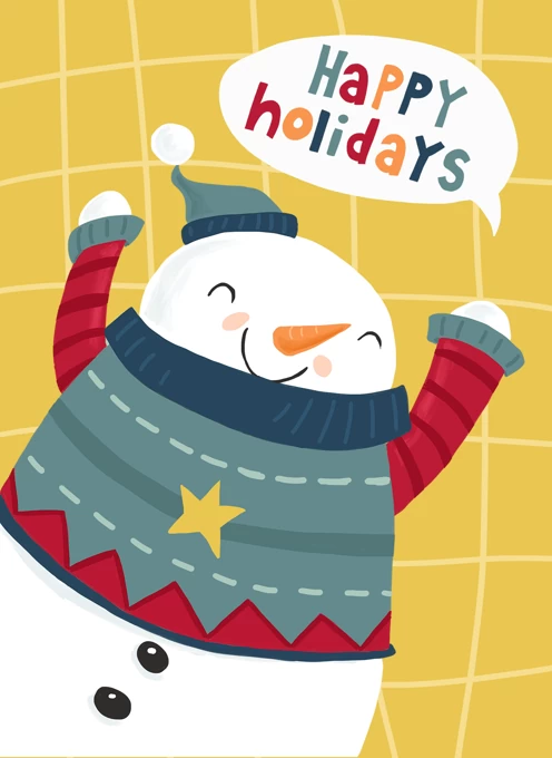 Happy Holidays Jolly Bright Snowman