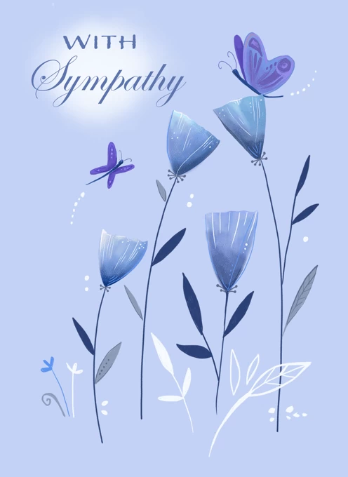 With Sympathy Blue Floral & Butterfly