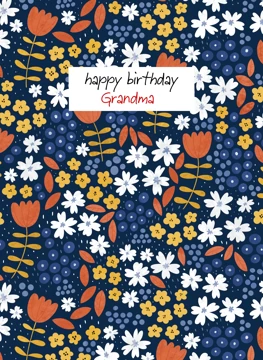 Happy Birthday Grandma Flower Pattern