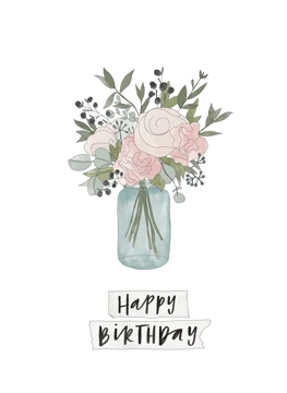 Jar of Flowers Birthday Card