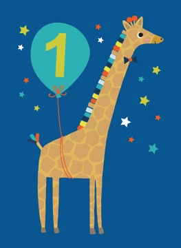 Giraffe Blue 1st Birthday